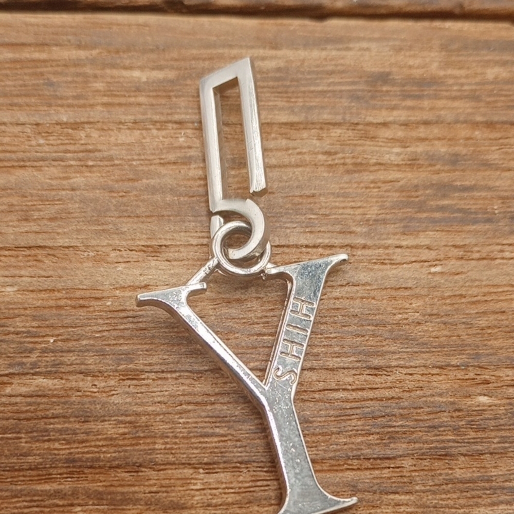 Silver Tone Initial Y Pendant P243
